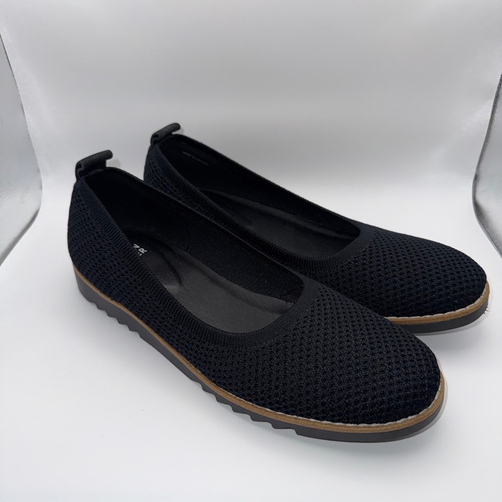 Eileen Fisher Black Knit Ballet Flats Womens 9 Slip On Quiet Luxury Office Work - Picture 1 of 11